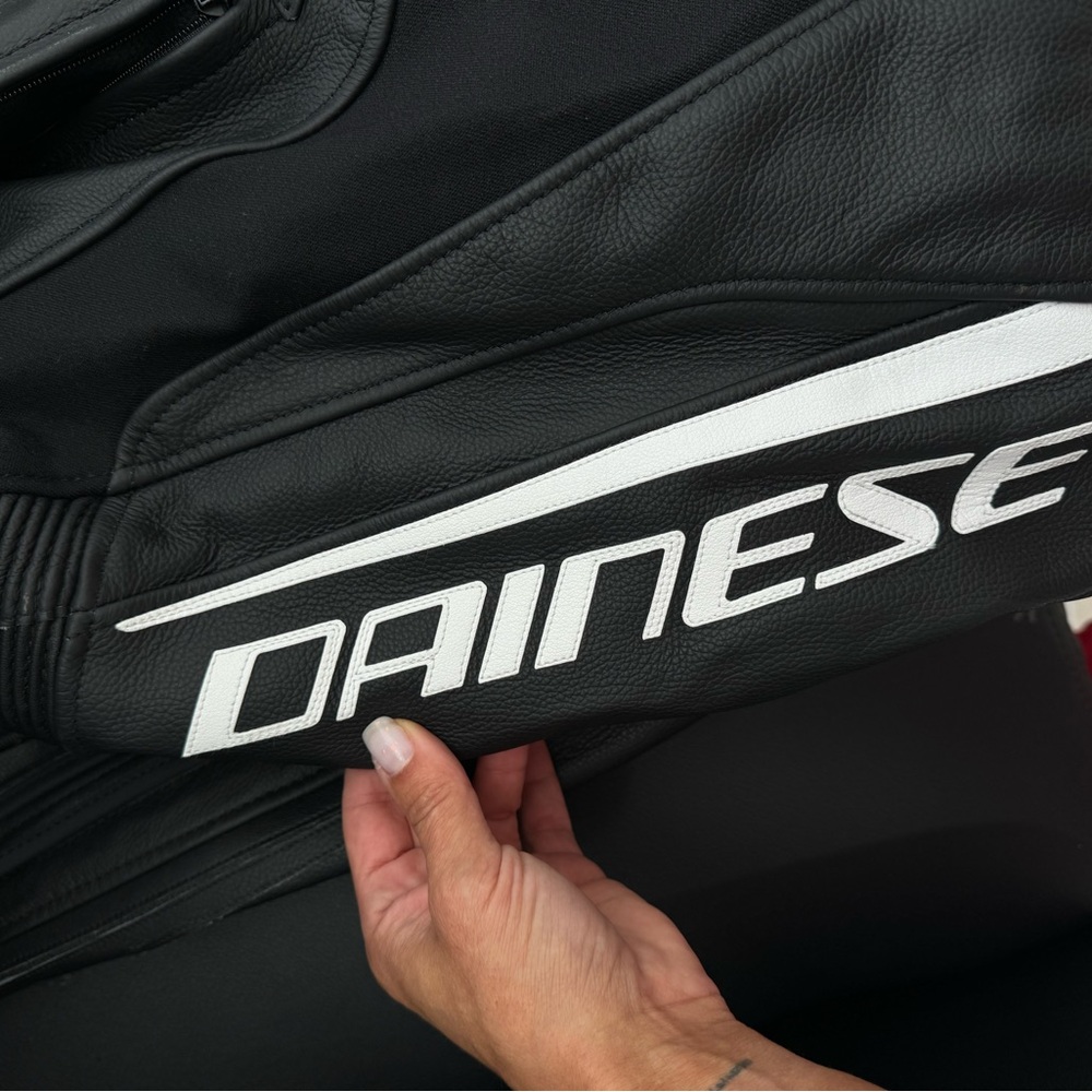 Dainese Black and White Leather Jacket